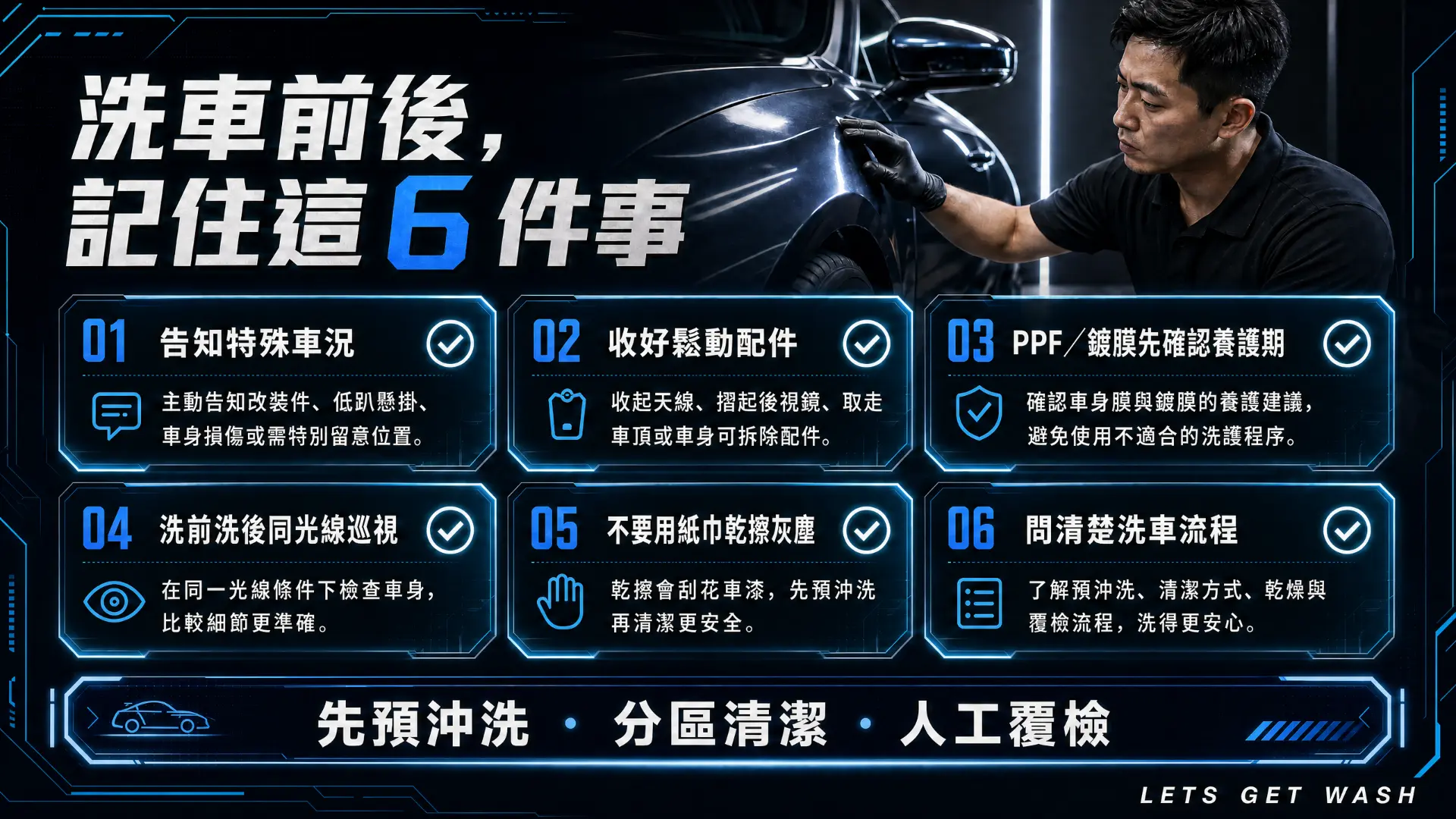 洗車前後 6 件事檢查清單