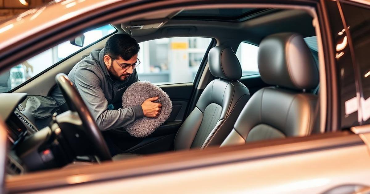 技師在賣車前為二手車進行內籠深層清潔